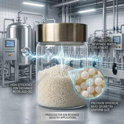 Resina de Troca Aniônica ASD-002 Pureza 99,8% Esferas de Base Forte para Remoção de Nitrato em Água de Processo da Indústria Alimentícia