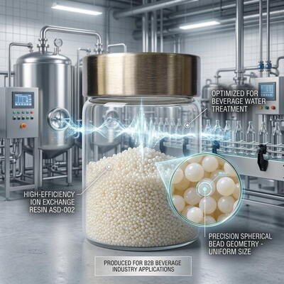 Resina de Troca Aniônica ASD-002 Pureza 99,8% Esferas de Base Forte para Remoção de Nitrato em Água de Processo da Indústria Alimentícia