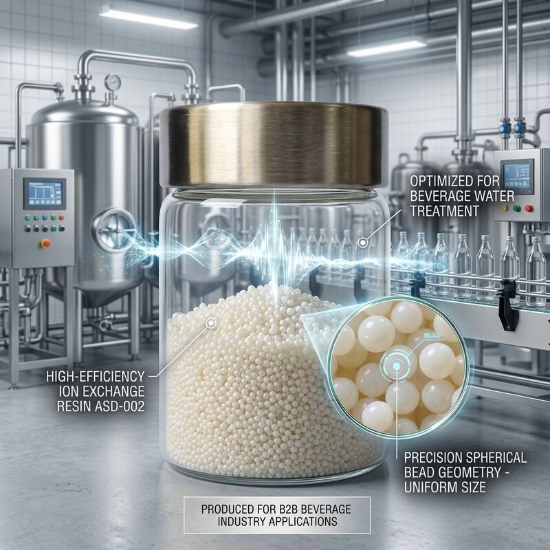 Resina de Troca Aniônica ASD-002 Pureza 99,8% Esferas de Base Forte para Remoção de Nitrato em Água de Processo da Indústria Alimentícia